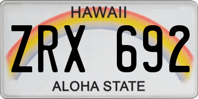 HI license plate ZRX692