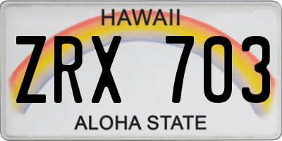 HI license plate ZRX703