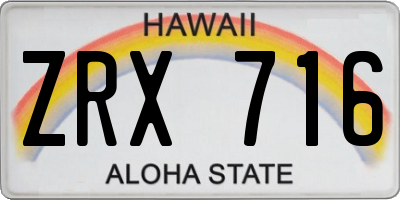 HI license plate ZRX716