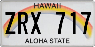 HI license plate ZRX717