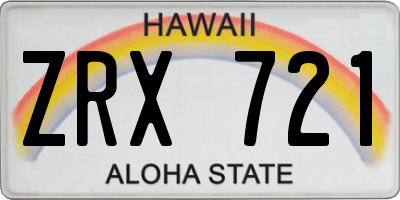 HI license plate ZRX721