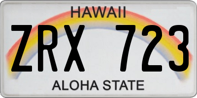 HI license plate ZRX723