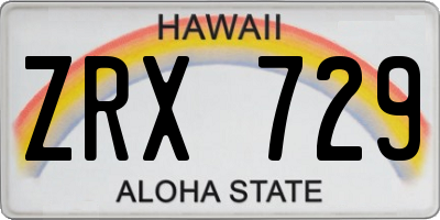 HI license plate ZRX729