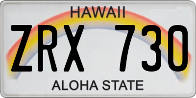 HI license plate ZRX730