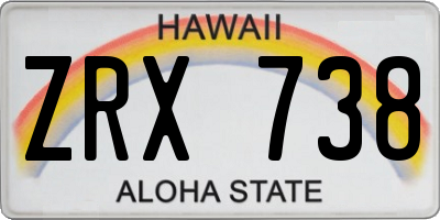 HI license plate ZRX738