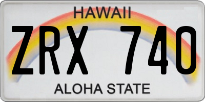 HI license plate ZRX740