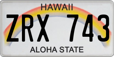 HI license plate ZRX743