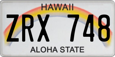 HI license plate ZRX748