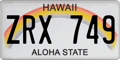 HI license plate ZRX749
