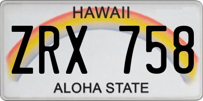 HI license plate ZRX758