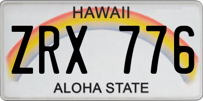 HI license plate ZRX776