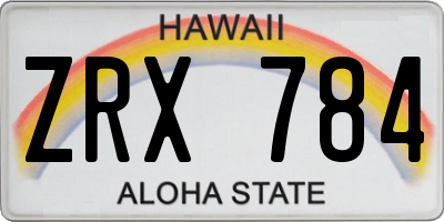 HI license plate ZRX784