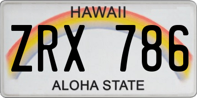 HI license plate ZRX786