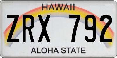 HI license plate ZRX792