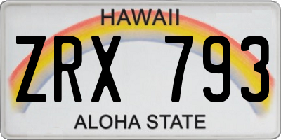 HI license plate ZRX793