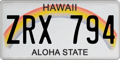 HI license plate ZRX794