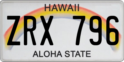 HI license plate ZRX796