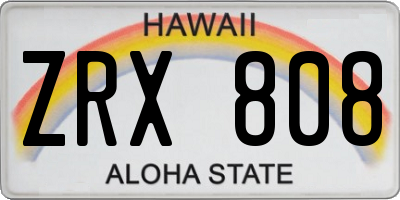 HI license plate ZRX808