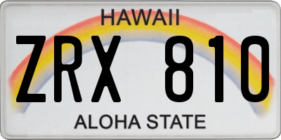 HI license plate ZRX810