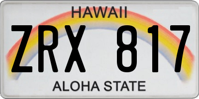 HI license plate ZRX817
