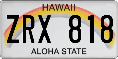 HI license plate ZRX818