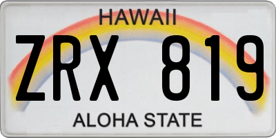 HI license plate ZRX819