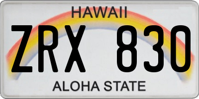 HI license plate ZRX830