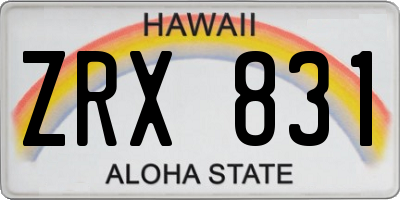 HI license plate ZRX831