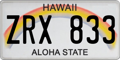 HI license plate ZRX833