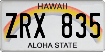 HI license plate ZRX835