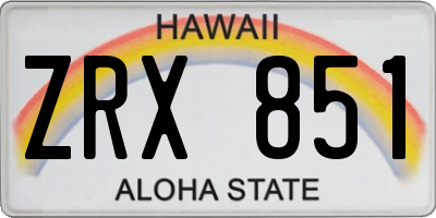 HI license plate ZRX851