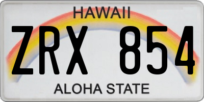HI license plate ZRX854