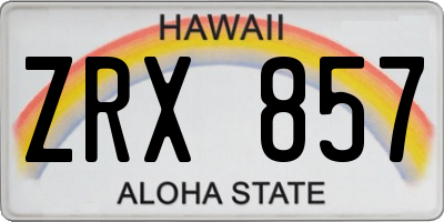 HI license plate ZRX857