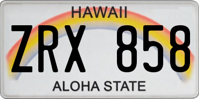 HI license plate ZRX858
