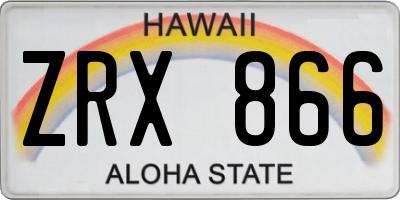 HI license plate ZRX866