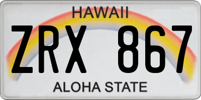 HI license plate ZRX867