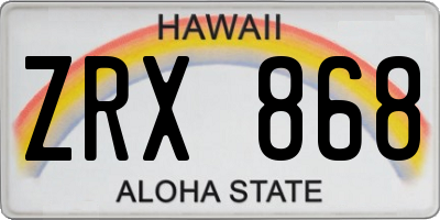 HI license plate ZRX868