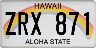 HI license plate ZRX871