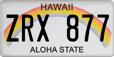 HI license plate ZRX877