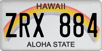 HI license plate ZRX884