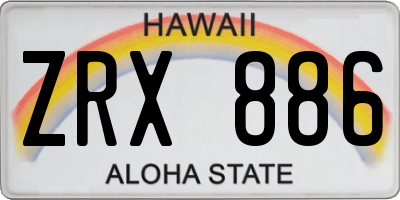 HI license plate ZRX886