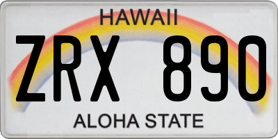 HI license plate ZRX890
