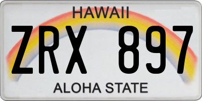 HI license plate ZRX897
