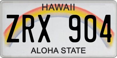 HI license plate ZRX904