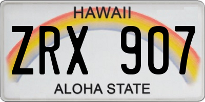 HI license plate ZRX907