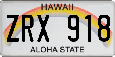 HI license plate ZRX918
