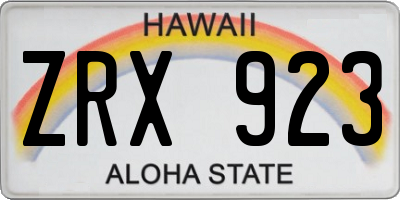 HI license plate ZRX923