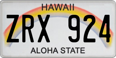 HI license plate ZRX924