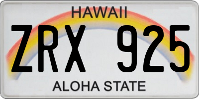 HI license plate ZRX925
