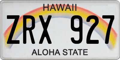 HI license plate ZRX927